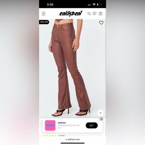 Edikted brown leather pants size small